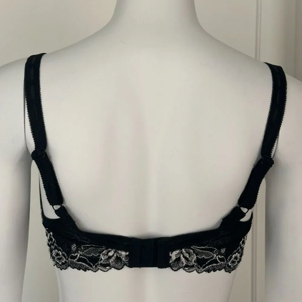 Lacy bra, by Paramour, black/white, size 36C.